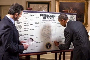 President Obama filling out his bracket on national television. (Credit: Pete Souza, Public Domain)